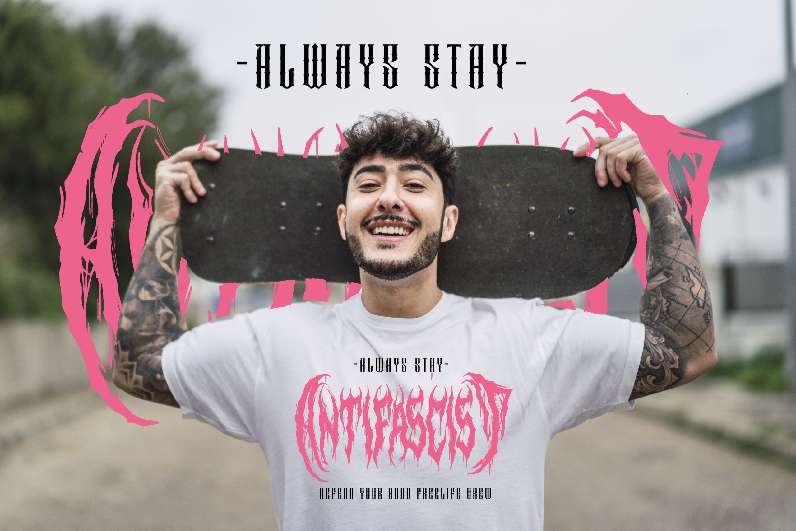 Camiseta FreeLife "Stay Stron Stay Antifascist" - Blanca